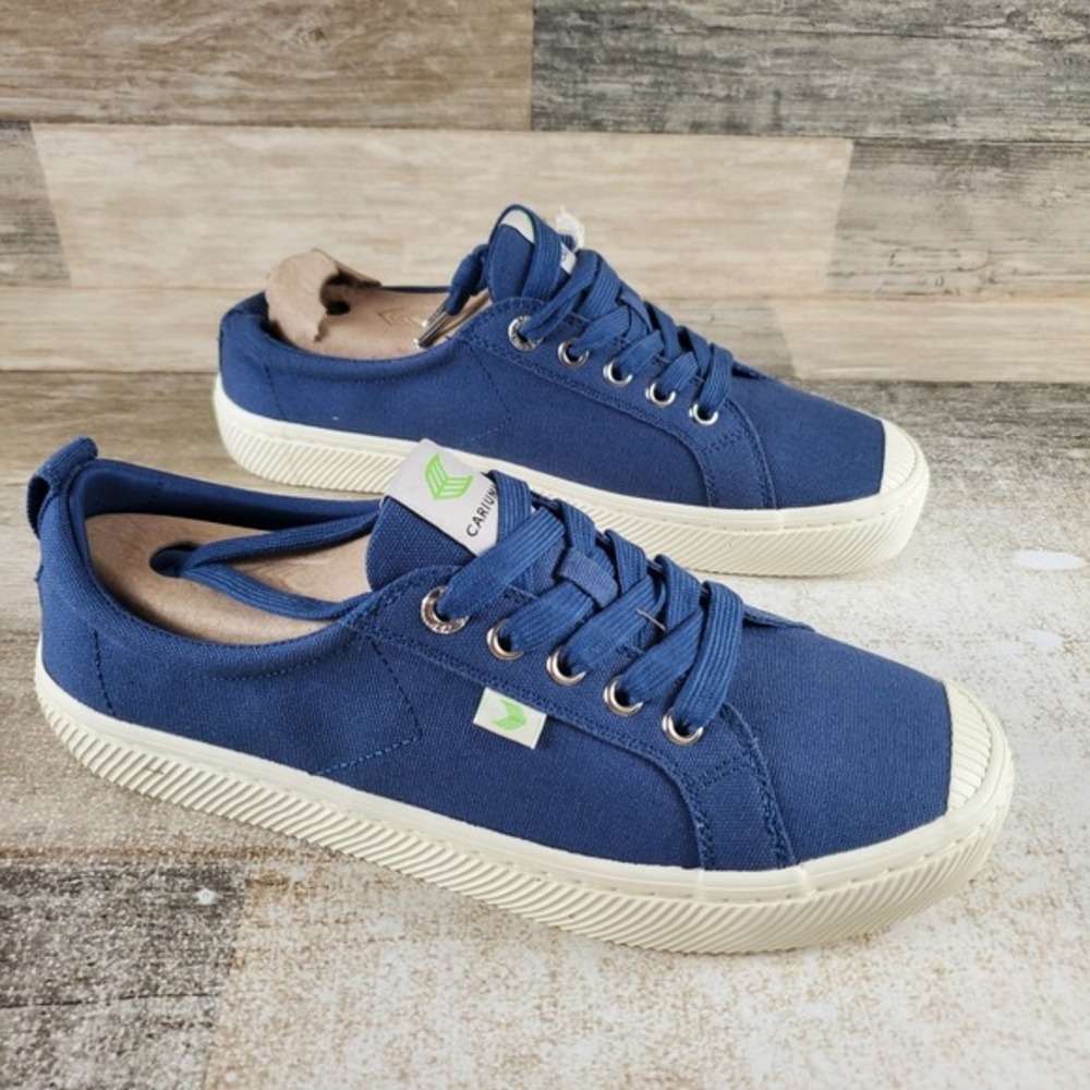 Cariuma OCA Low Womens Shoes Sz 9 Running Shadow Blue Canvas Lace Up Sneakers‎